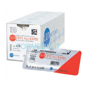 SUTURA ASSORBIBILE IN ACIDO POLIGLICOLICO PGA RAPID AGO 12 MM. 3/8 CERCHIO TRIANGOLARE USP 5-0